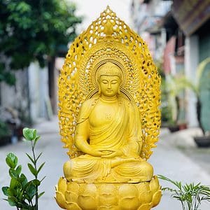 Tượng Phật A Di Dà Tọa Dài Sen Gỗ Cẩm Vàng Cao 90cm 1 Scaled 1