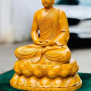 Tượng Phật Thích Ca Mô Ni Gỗ Gõ Vàng Cao 60cm 3