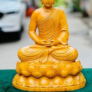 Tượng Phật Thích Ca Mô Ni Gỗ Gõ Vàng Cao 60cm 4