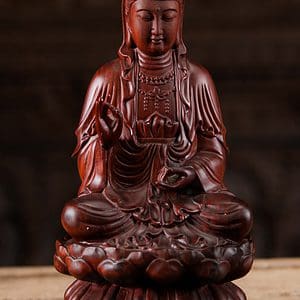 1 Seated Rose Wood Kwan Yin Vietnamese Sculpture C