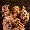 1 Vietnamese Wood Bodhidharma Statue In Burl Wood C