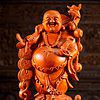 1 Vietnamese Wood Fat Happy Buddha Statue With Children Carving C