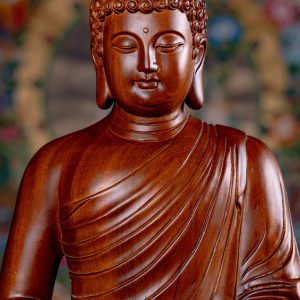 10 Dark Wood Carving Seated Meditating Peaceful Buddha Sculpture C