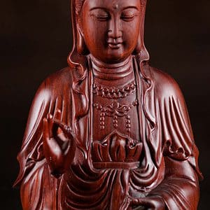 10 Seated Rose Wood Kwan Yin Vietnamese Sculpture C