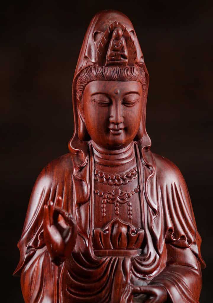 10 Seated Rose Wood Kwan Yin Vietnamese Sculpture C