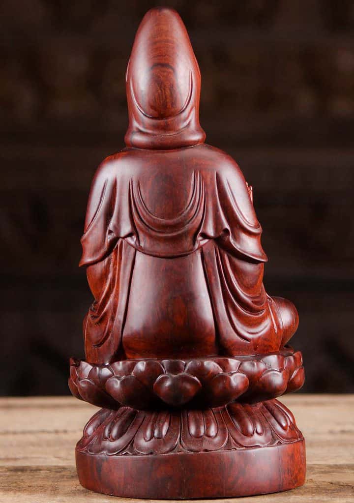 11 Seated Rose Wood Kwan Yin Vietnamese Sculpture C
