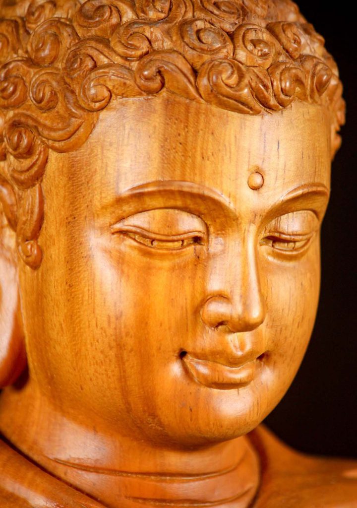 12 Light Vietnamese Wood Seated Buddha In Full Robes Sculpture Meditating C