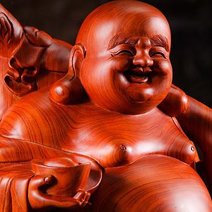 13 Wooden Fat Happy Buddha Hand Carved In Vietnam C