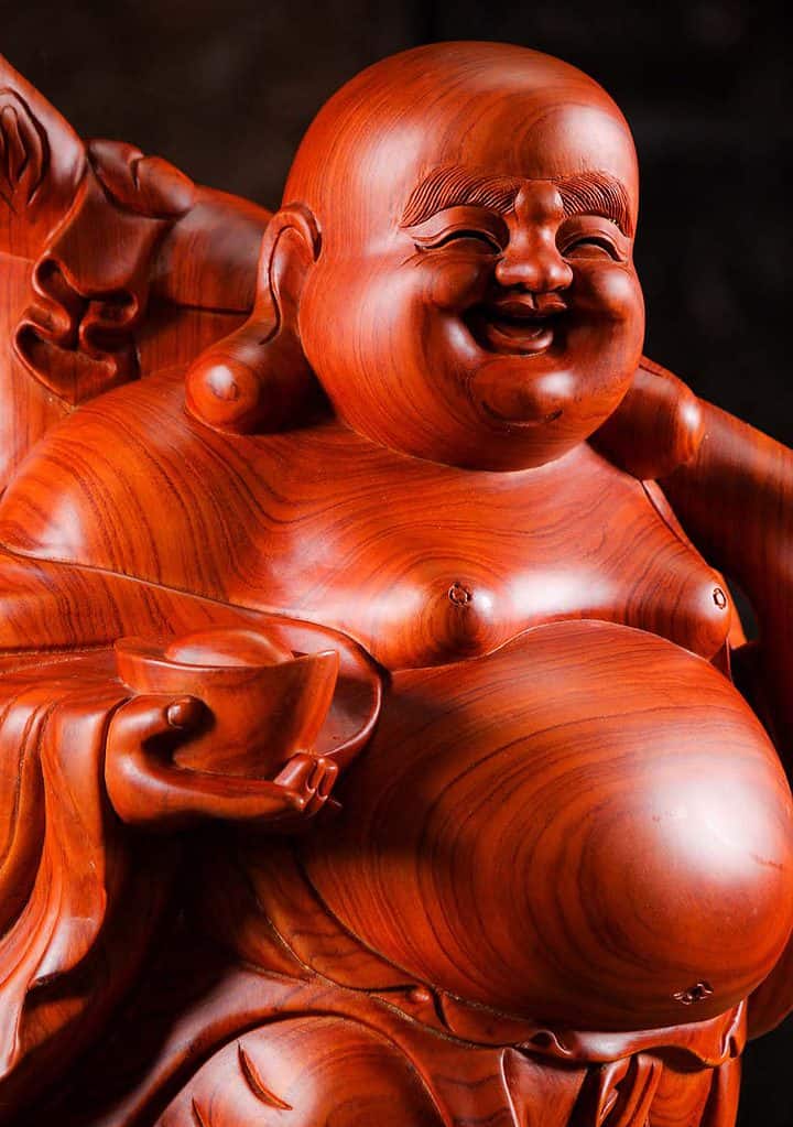 13 Wooden Fat Happy Buddha Hand Carved In Vietnam C