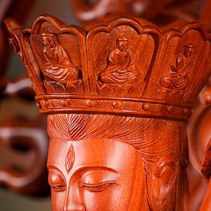 15 Avalokitshvara Wood Sculpture Buddhist Statue Many Arms Namaste Anjali C