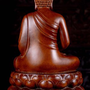 15 Dark Wood Carving Seated Meditating Peaceful Buddha Sculpture C