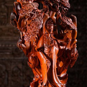 15 Vietnamese Wood Kwan Yin Carved In Natural Wood C