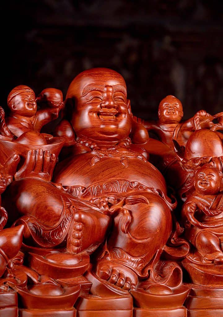 15 Wood Fat Happy Hotei Buddha Of Wealth Sculpture Vietnam Statue C