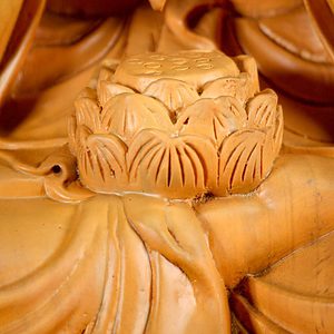 16 Vietnamese Hand Carved Light Colored Wooden Kwan Yin Sculpture C