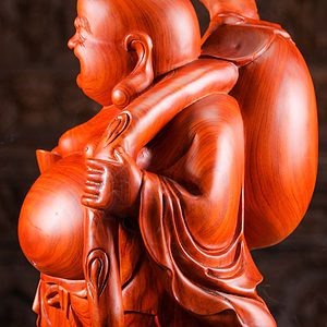 16 Wooden Fat Happy Buddha Hand Carved In Vietnam C