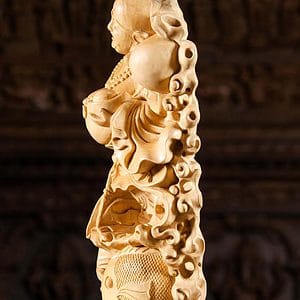 16 Wooden Fat Happy Standing Buddha With Fish C