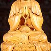 17 Vietnamese Hand Carved Light Colored Wooden Kwan Yin Sculpture C