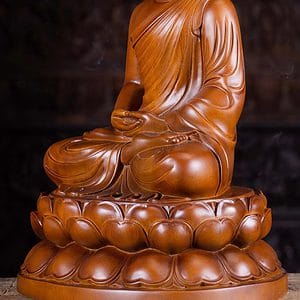 17 Vietnamese Wood Seated Meditating Dhyana Mudra Buddha Sculpture Brown C 2