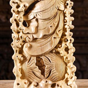 17 Wooden Fat Happy Standing Buddha With Fish C