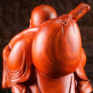 18 Wooden Fat Happy Buddha Hand Carved In Vietnam C
