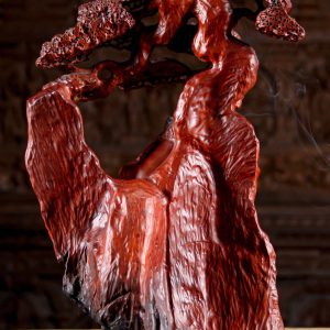 20 Vietnamese Wood Red Bodhidharma In Natural Wood Statue C