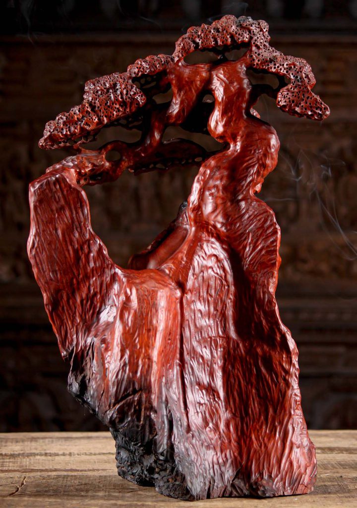 20 Vietnamese Wood Red Bodhidharma In Natural Wood Statue C