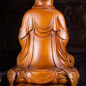 22 Vietnamese Wood Seated Namaste Mudra Kwan Yin Sculpture Brown C