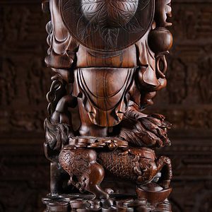 24 Ebony Wood Carving Fat Happy Buddha Of Wealth C