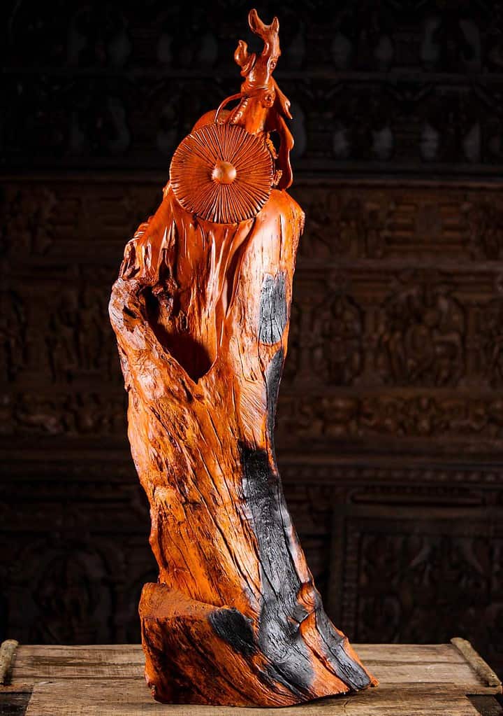 24 Wood Bodhidharma Standing Statue C