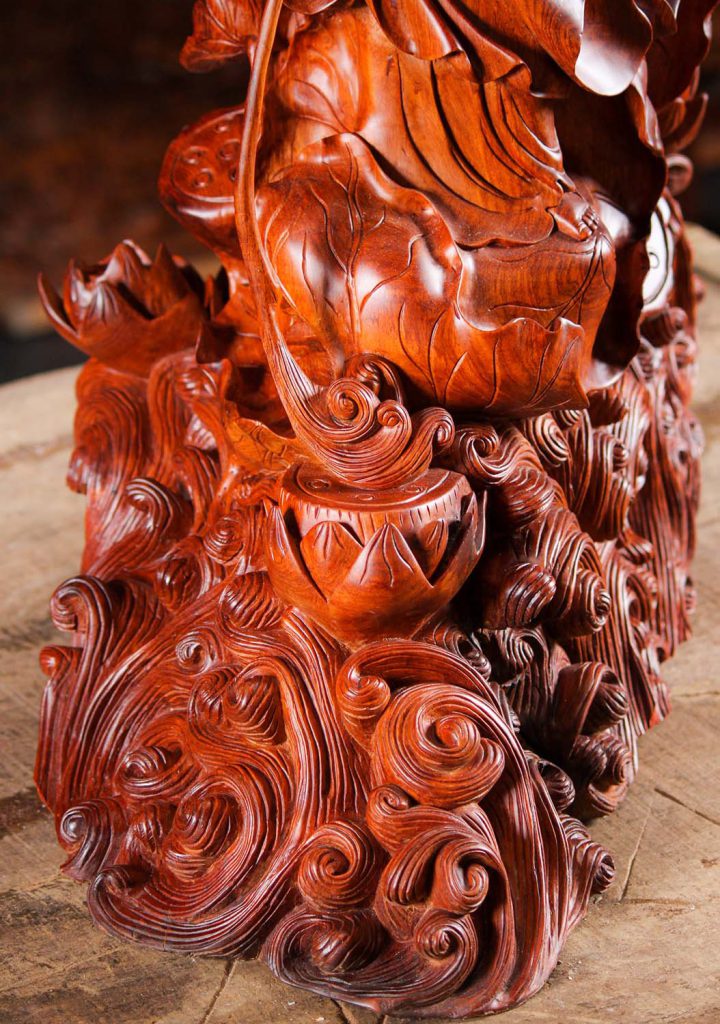 27 Vietnamese Wood Kwan Yin Carved In Natural Wood C