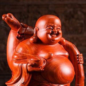 3 Wooden Fat Happy Buddha Hand Carved In Vietnam C