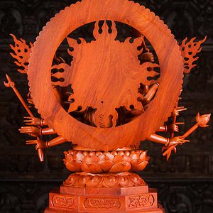 33 Avalokitshvara Wood Sculpture Buddhist Statue Many Arms Namaste Anjali C