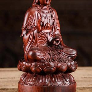 4 Seated Rose Wood Kwan Yin Vietnamese Sculpture C 2