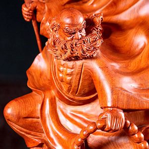 4 Vietnamese Large Hand Carved Bodhidharma Sculpture Foo Dogs Dragons C