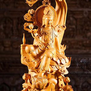 4 Vietnamese Wood Avalokiteshvara Sculpture C