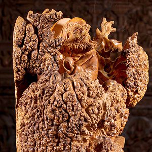 4 Vietnamese Wood Bodhidharma Statue In Burl Wood C
