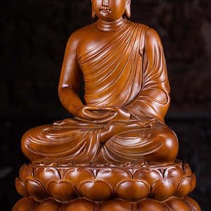 4 Vietnamese Wood Seated Meditating Dhyana Mudra Buddha Sculpture Brown C 2
