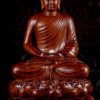 5 Dark Wood Carving Seated Meditating Peaceful Buddha Sculpture C