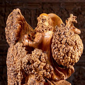 5 Vietnamese Wood Bodhidharma Statue In Burl Wood C