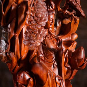 5 Vietnamese Wood Kwan Yin Carved In Natural Wood C