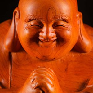 5 Vietnamese Wood Standing Fat Happy Buddha Of Wealth Statue C