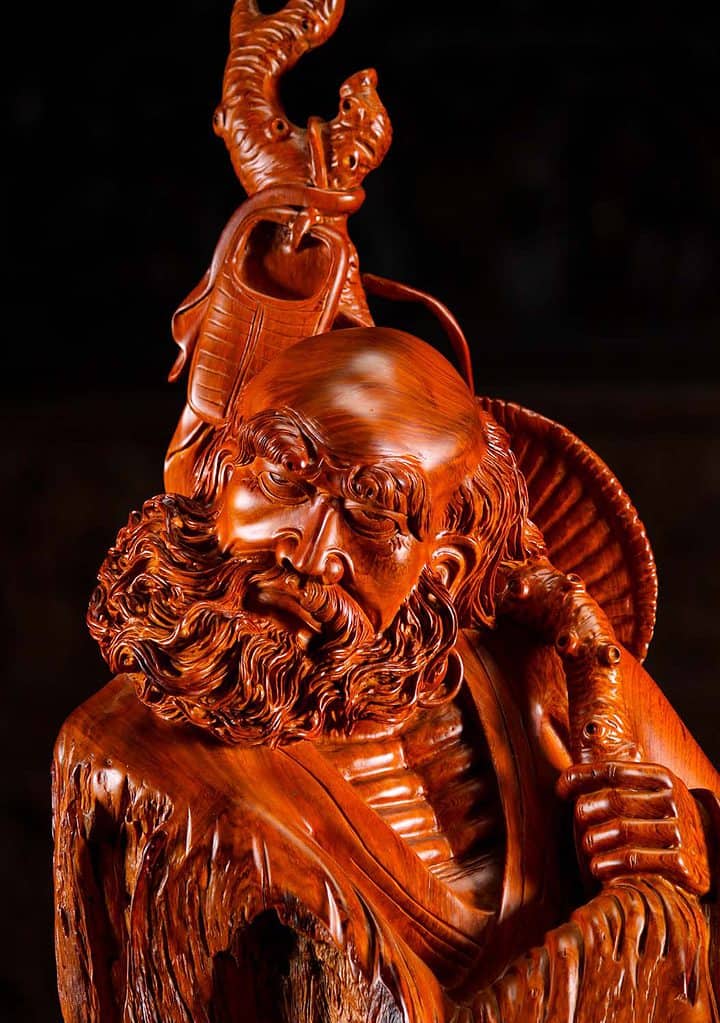 5 Wood Bodhidharma Standing Statue C