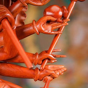 6 Avalokitshvara Wood Sculpture Buddhist Statue Many Arms Namaste Anjali C