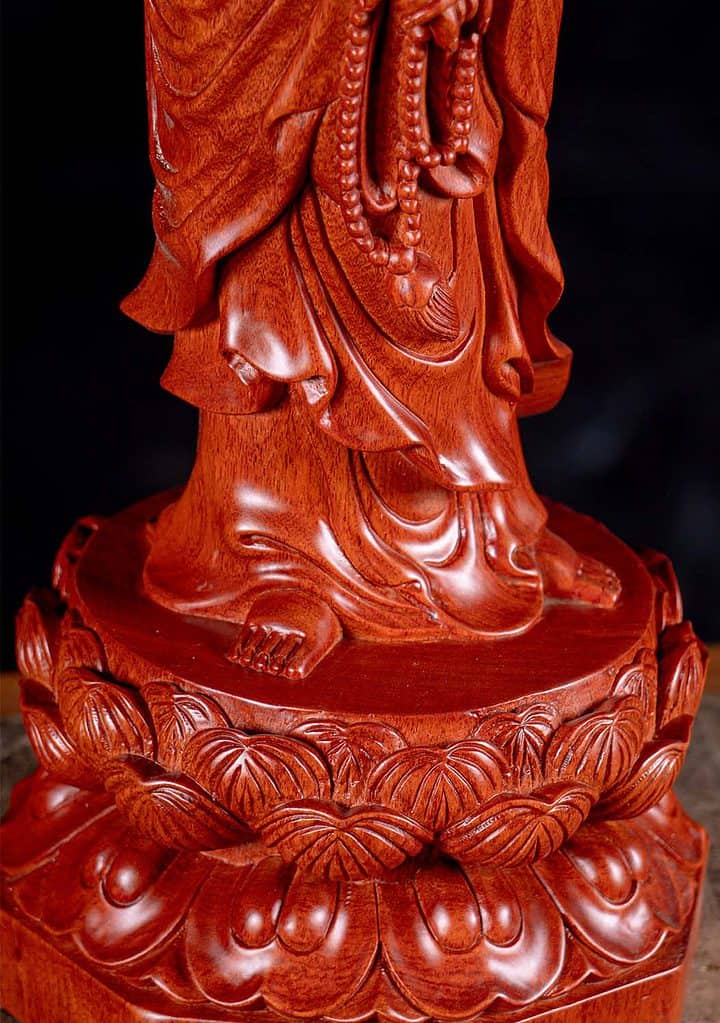 6 Standing Vietnamese Wood Carved Kwan Yin Bodhisattva Sculpture C