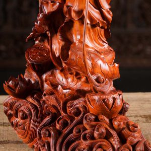 6 Vietnamese Wood Kwan Yin Carved In Natural Wood C