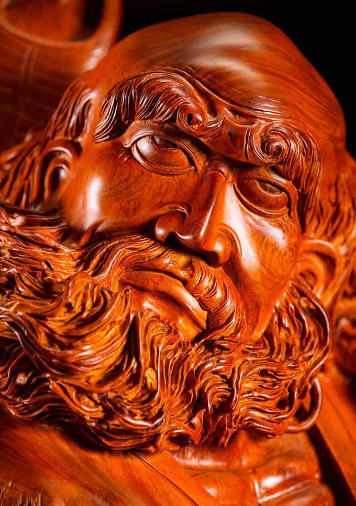 6 Wood Bodhidharma Standing Statue C