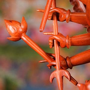 7 Avalokitshvara Wood Sculpture Buddhist Statue Many Arms Namaste Anjali C