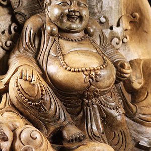 7 Green Hibiscus Wood Fat And Happy Buddha