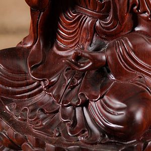 7 Seated Rose Wood Kwan Yin Vietnamese Sculpture C 2