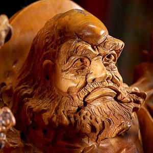 7 Vietnamese Wood Bodhidharma Statue In Burl Wood C